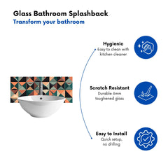 Geometric Print Pattern Glass Bathroom Splashback