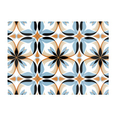 White Brown And Blue Geometric Pattern Glass Chopping Board