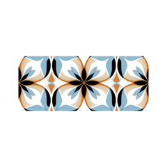 White Brown and Blue Geometric Pattern Glass Bathroom Splashback