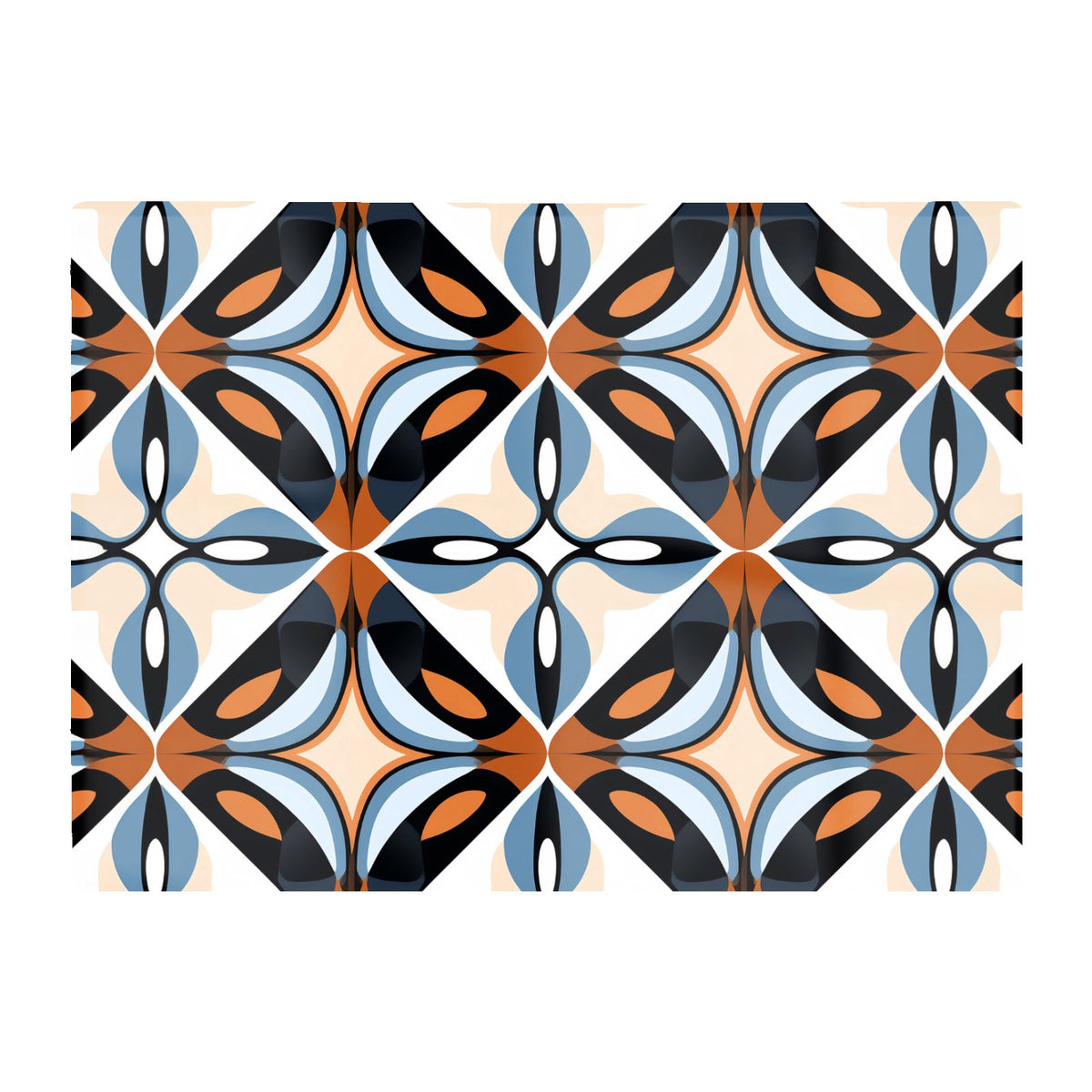 Brown And Blue Geometric Pattern Glass Chopping Board