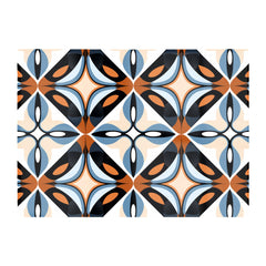 Brown And Blue Geometric Pattern Glass Chopping Board