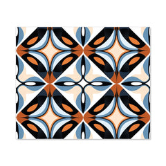 Brown And Blue Geometric Pattern Kitchen Splashback