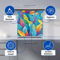 Bright Colourful Leaves Kitchen Splashback