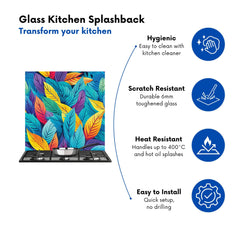 Bright Colourful Leaves Kitchen Splashback