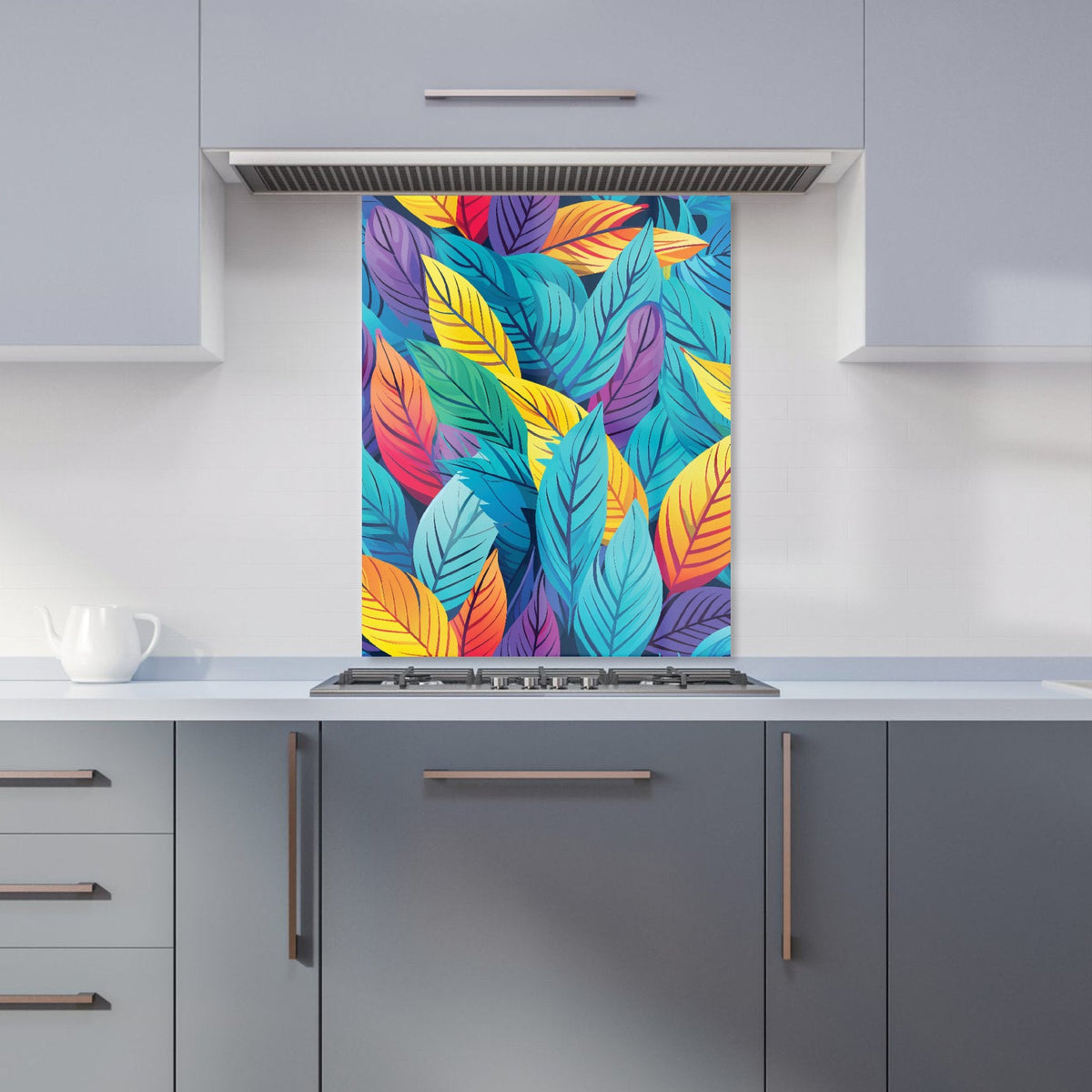 Bright Colourful Leaves Kitchen Splashback