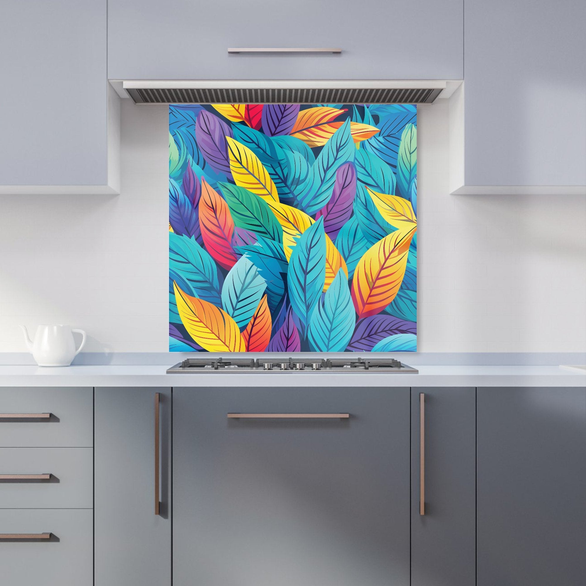 Bright Colourful Leaves Kitchen Splashback