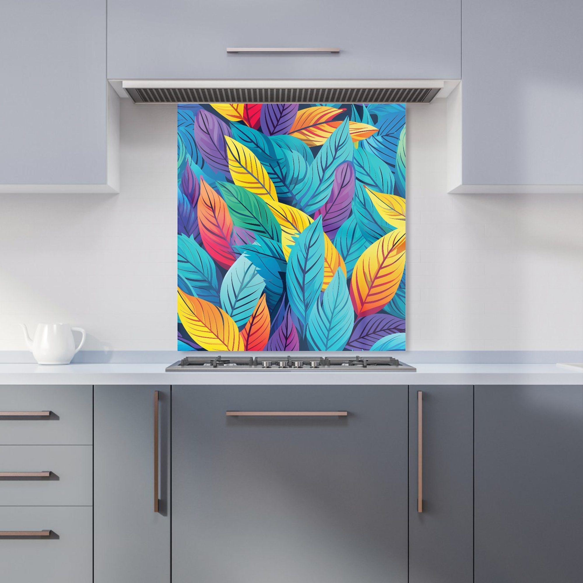 Bright Colourful Leaves Kitchen Splashback