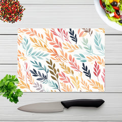 Colouful Sping Leaves Glass Chopping Board