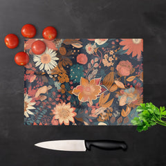 Boho Chic Flower Glass Chopping Board
