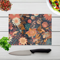 Boho Chic Flower Glass Chopping Board