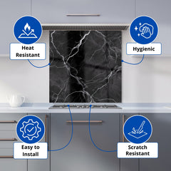 Black Marble Pattern Kitchen Splashback