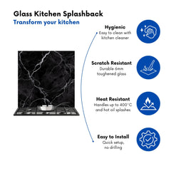 Black Marble Pattern Kitchen Splashback