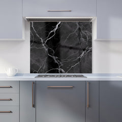 Black Marble Pattern Kitchen Splashback
