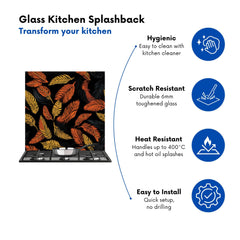 Orange Feather Leaves Kitchen Splashback
