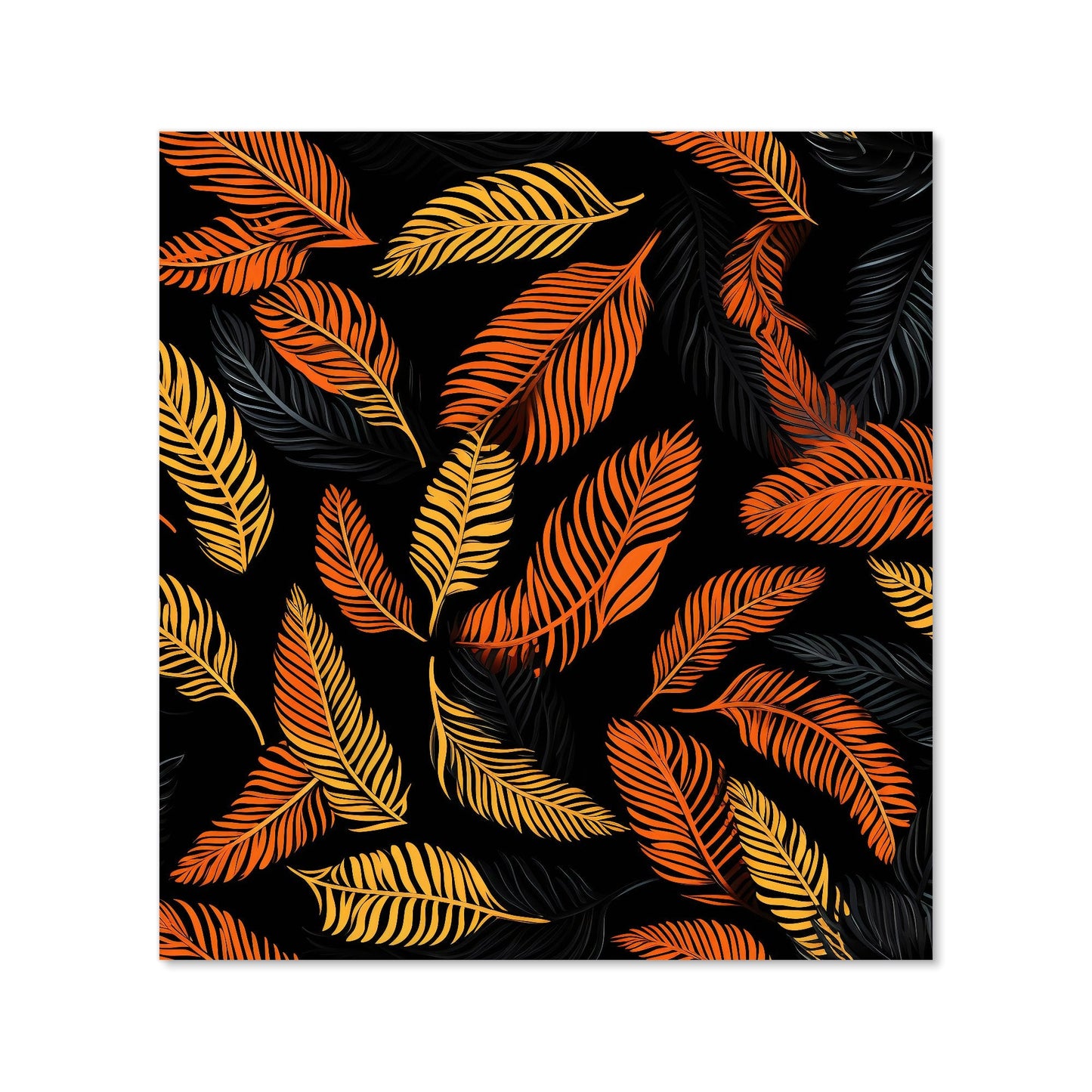 Orange Feather Leaves Kitchen Splashback