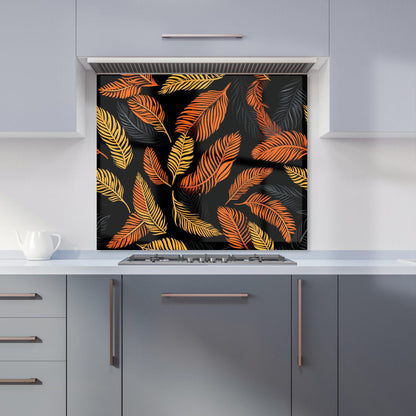 Orange Feather Leaves Kitchen Splashback