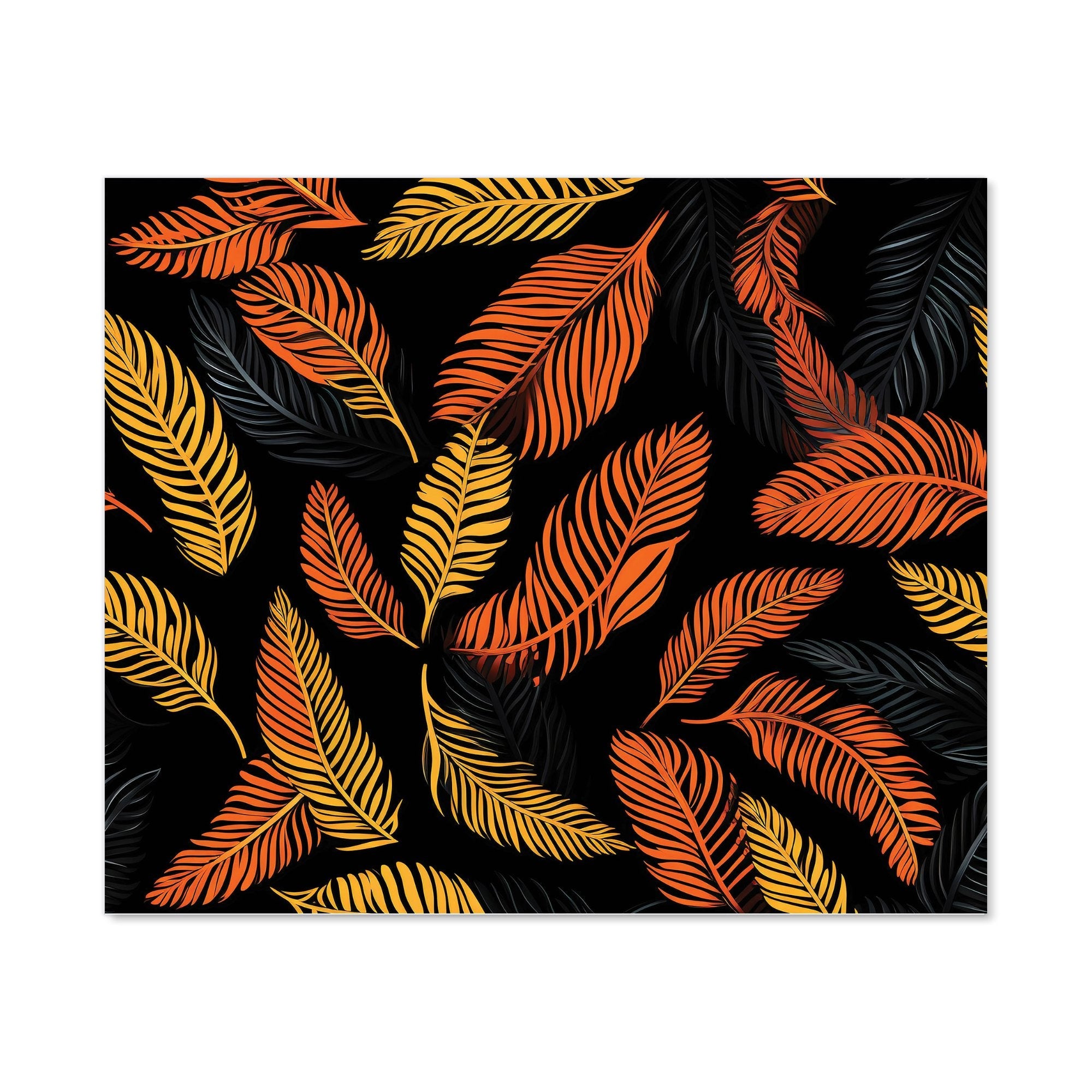 Orange Feather Leaves Kitchen Splashback