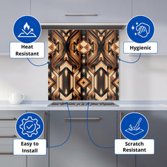 Black And Brown Intricate Pattern Kitchen Splashback