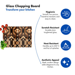Black And Brown Intricate Pattern Glass Chopping Board