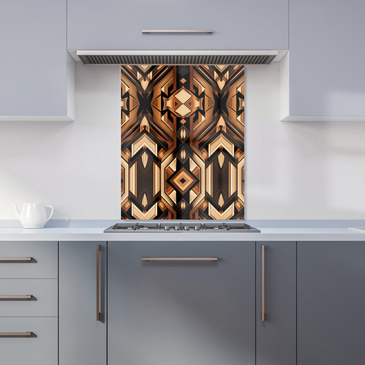 Black And Brown Intricate Pattern Kitchen Splashback