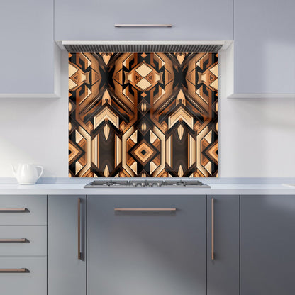 Black And Brown Intricate Pattern Kitchen Splashback