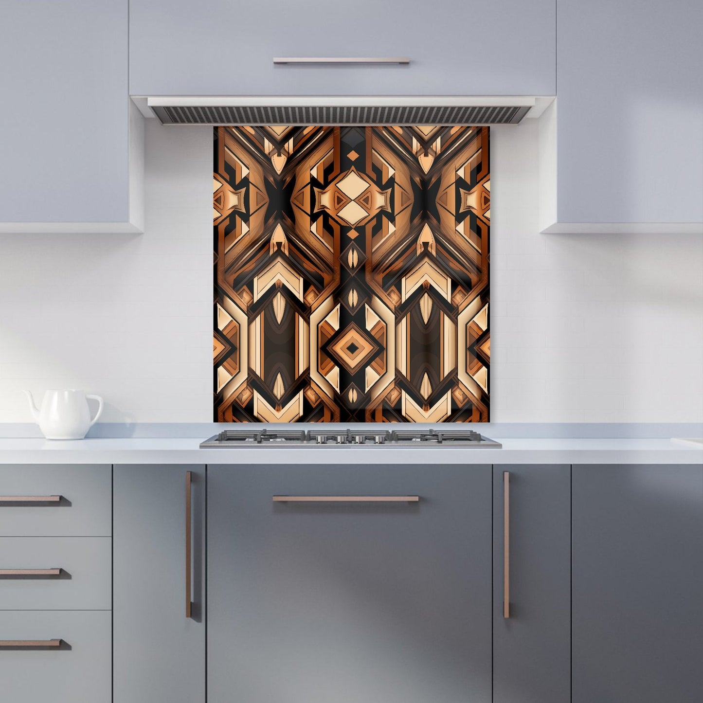 Black And Brown Intricate Pattern Kitchen Splashback