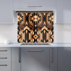 Black And Brown Intricate Pattern Kitchen Splashback