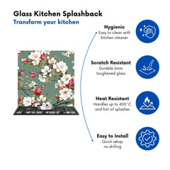 Pink And White Blossom Kitchen Splashback