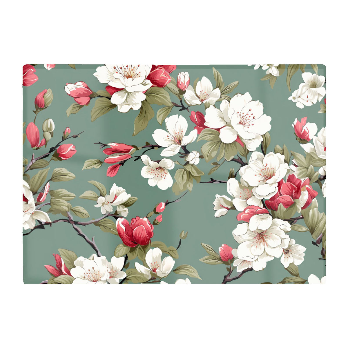 Pink And White Blossom Glass Chopping Board