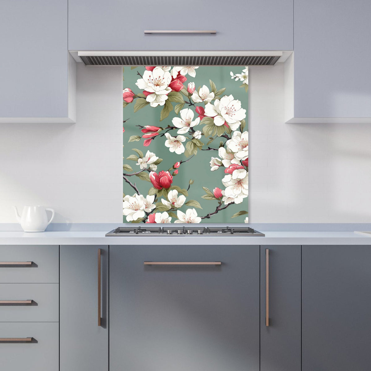 Pink And White Blossom Kitchen Splashback