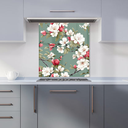 Pink And White Blossom Kitchen Splashback