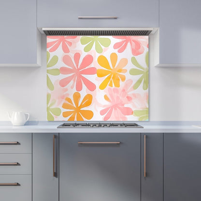 Yellow And Pink Flowers Kitchen Splashback