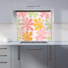 Yellow And Pink Flowers Kitchen Splashback