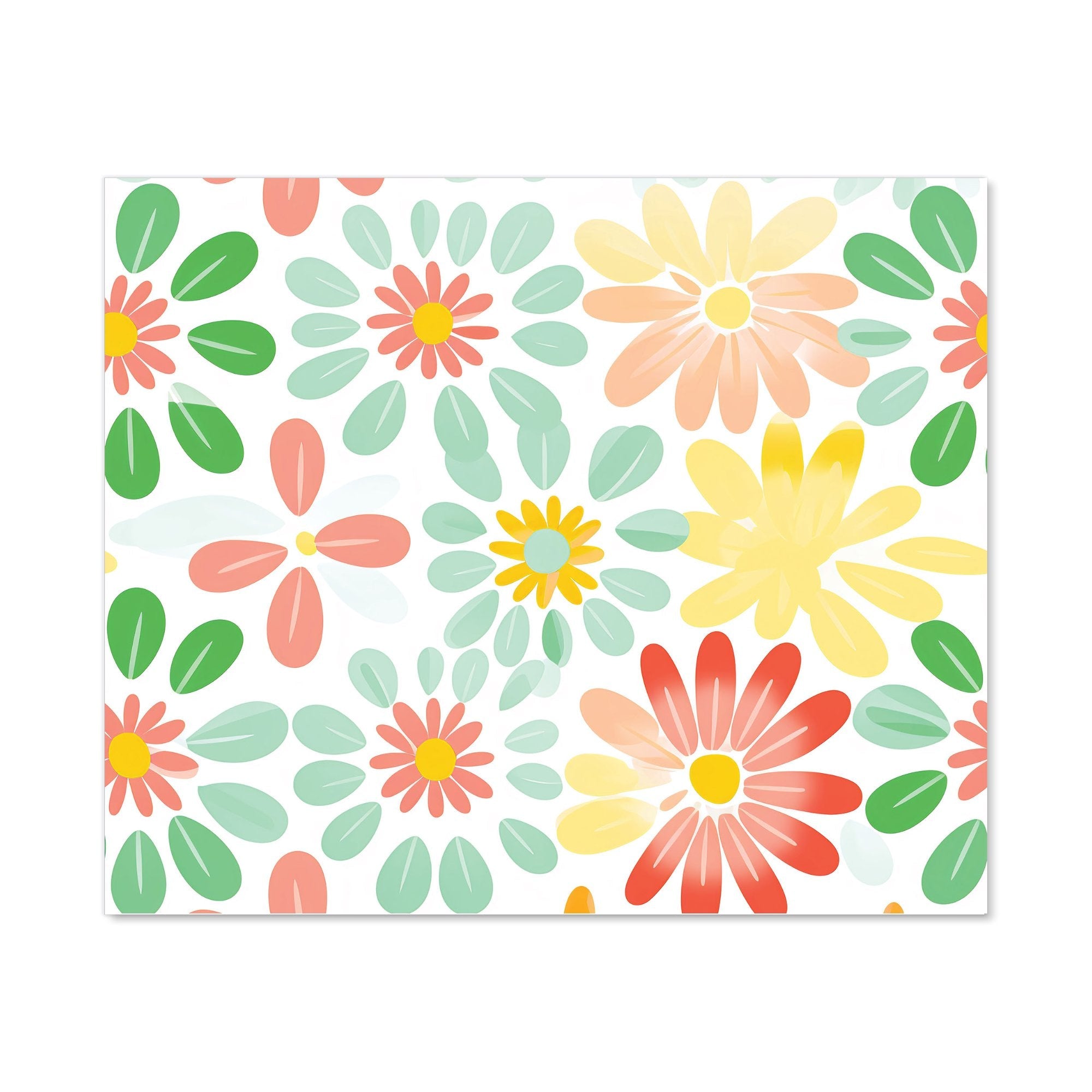 Green and Yellow Flowers Kitchen Splashback