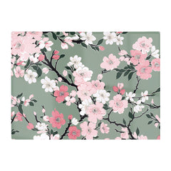 Pink Floral Abstract Pattern Glass Chopping Board
