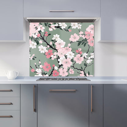 Pink Floral Abstract Pattern Kitchen Splashback