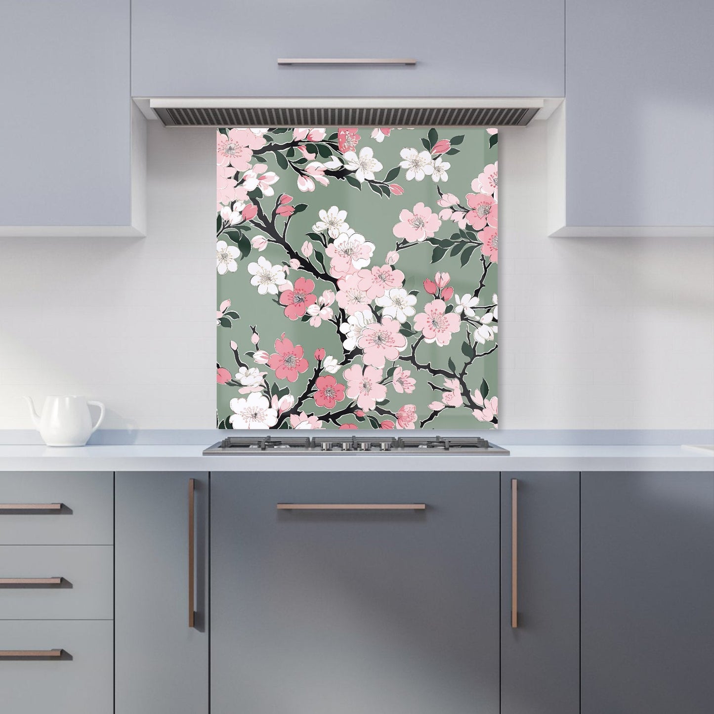 Pink Floral Abstract Pattern Kitchen Splashback