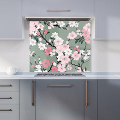 Pink Floral Abstract Pattern Kitchen Splashback