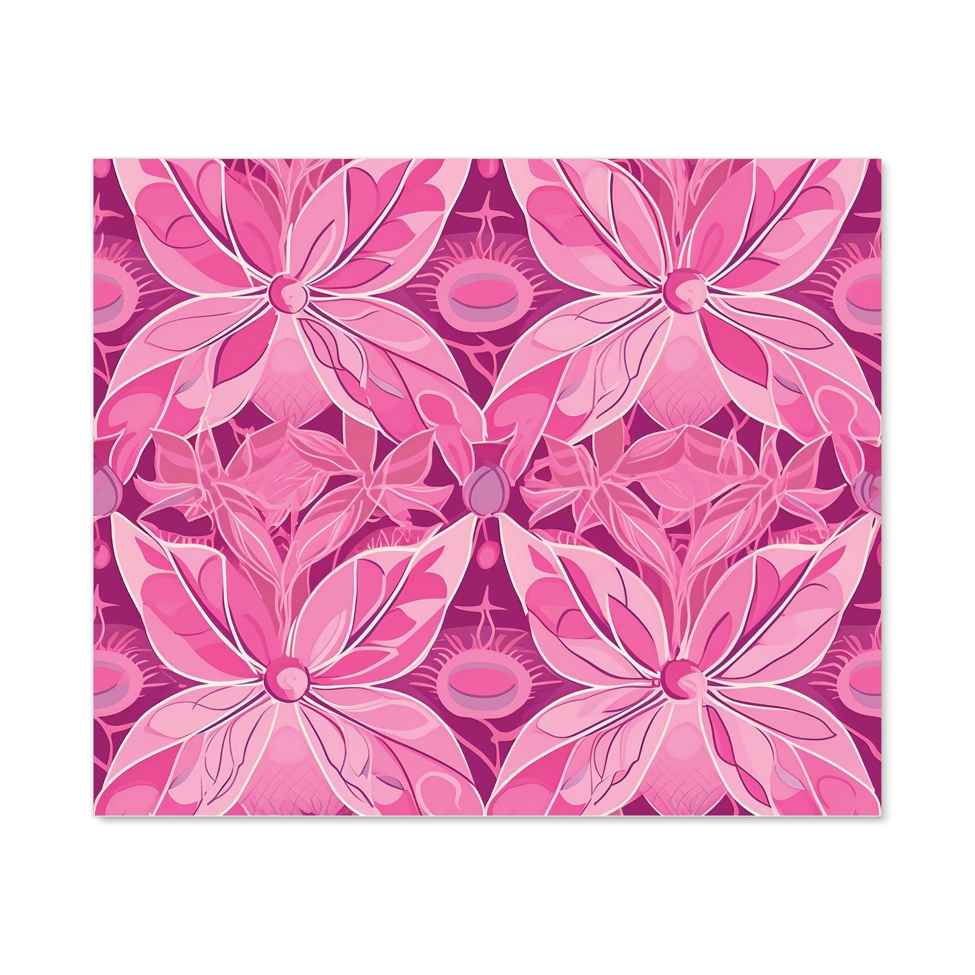 Pink Abstract Floral Design Kitchen Splashback