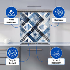 Checkered Square Black And Blue Kitchen Splashback