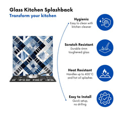 Checkered Square Black And Blue Kitchen Splashback