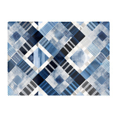 Checkered Square Black And Blue Glass Chopping Board
