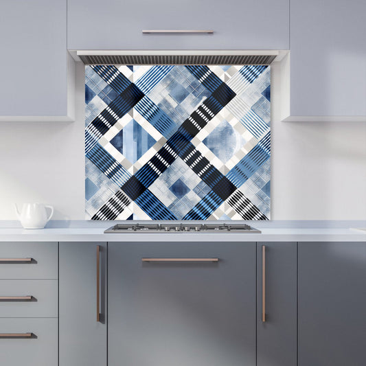 Checkered Square Black And Blue Kitchen Splashback