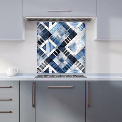 Checkered Square Black And Blue Kitchen Splashback