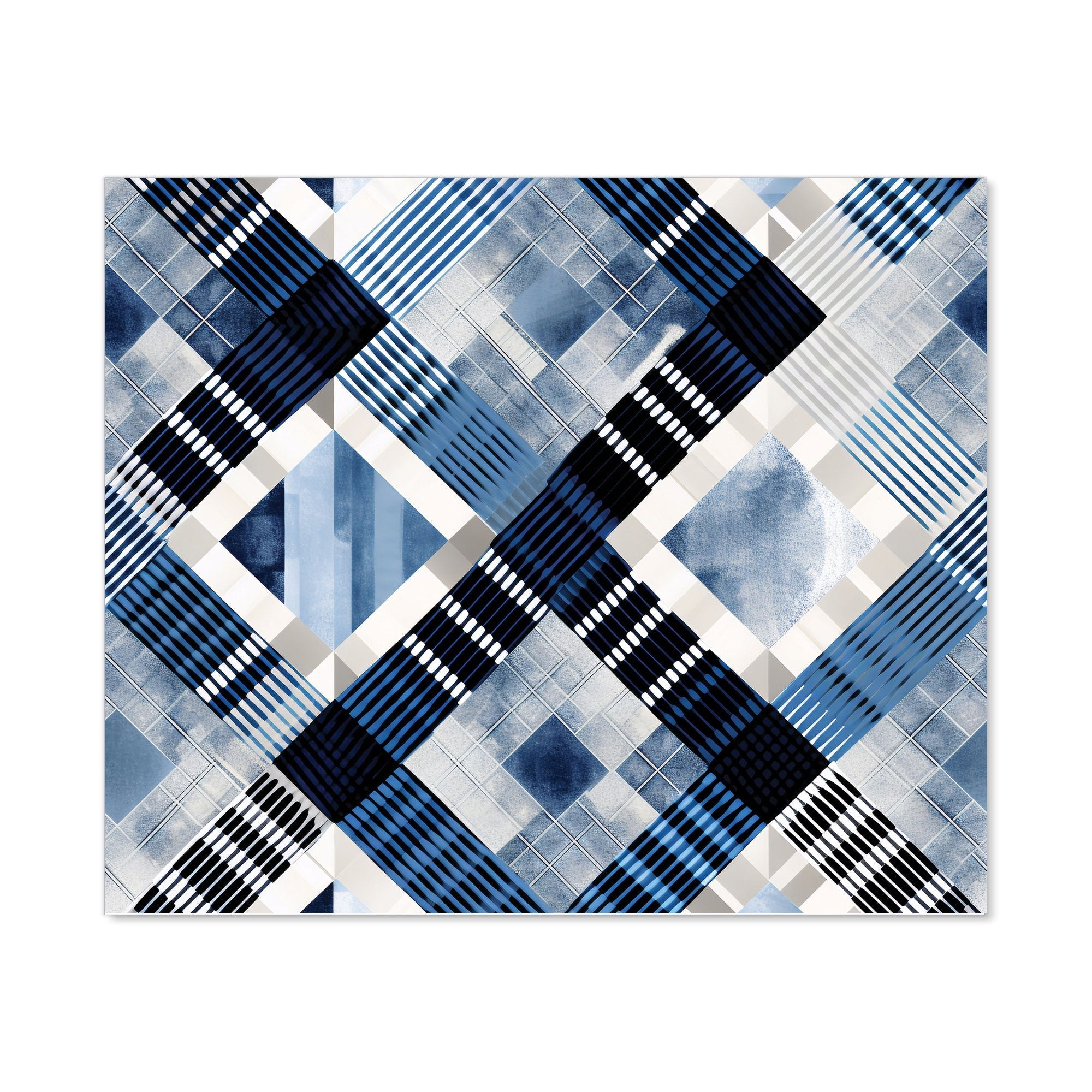 Checkered Square Black And Blue Kitchen Splashback