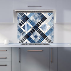 Checkered Square Black And Blue Kitchen Splashback