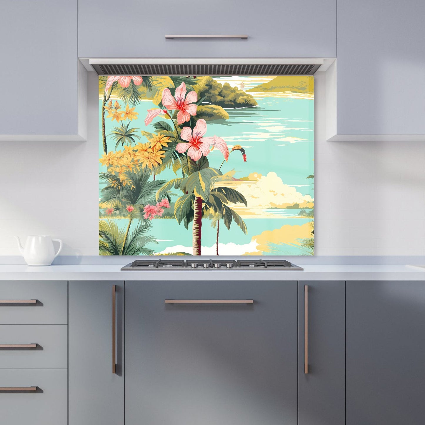 Palm Trees and Hibiscus Kitchen Splashback