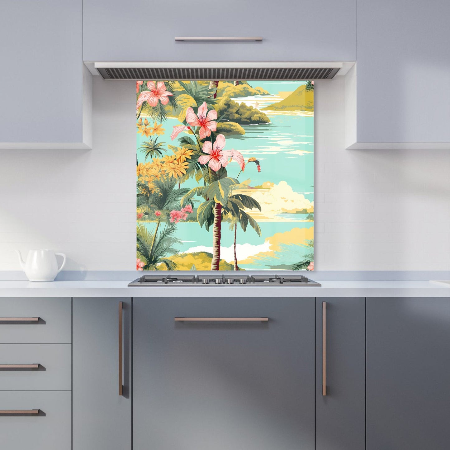 Palm Trees and Hibiscus Kitchen Splashback