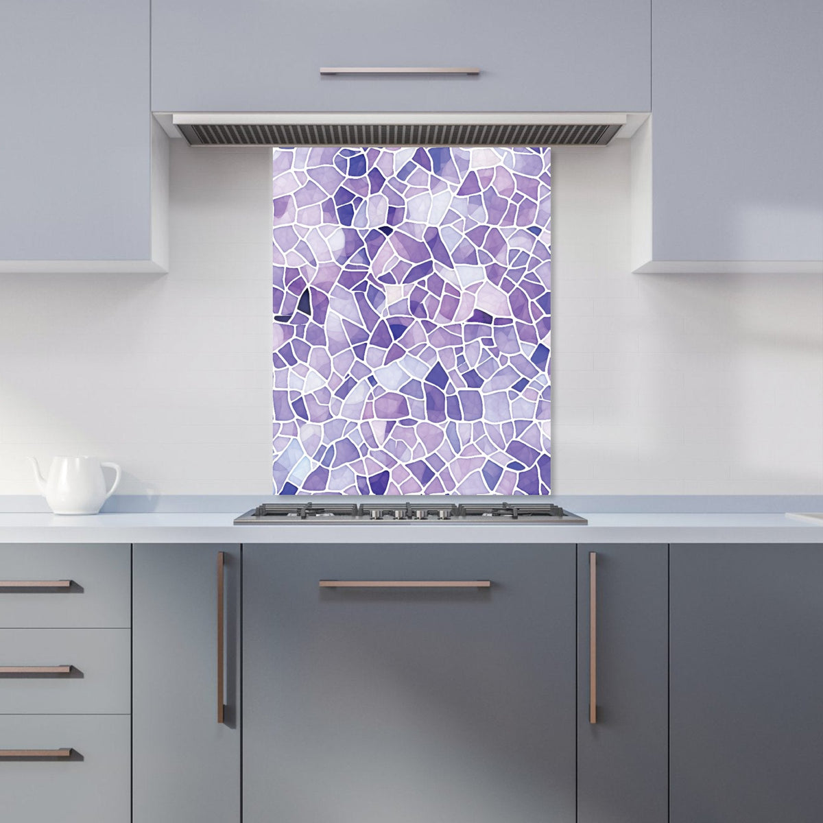 Purple and White Mosaic Design Kitchen Splashback