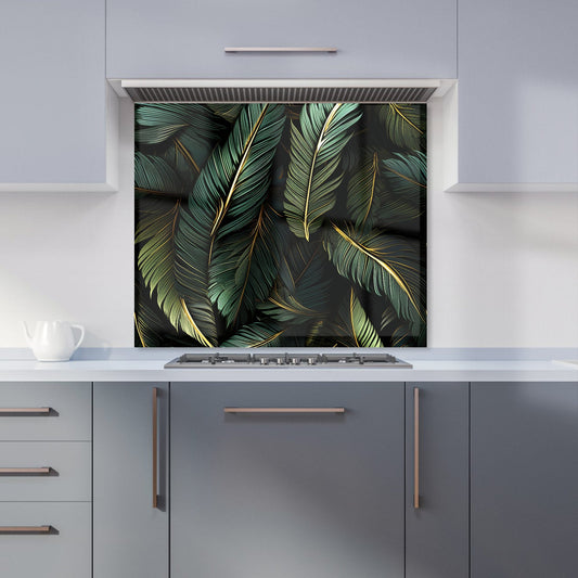 Green and Gold Leaves Kitchen Splashback